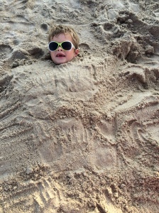 Eli, meditating in the sand!